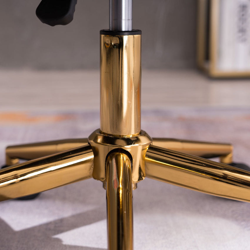 Modern Velvet Fabric Material Adjustable Height 360 revolving Home Office Chair with Gold Metal Legs and Universal Wheels for Indoor - 7DAY'S