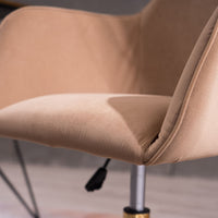 Modern Velvet Fabric Material Adjustable Height 360 revolving Home Office Chair with Gold Metal Legs and Universal Wheels for Indoor - 7DAY'S