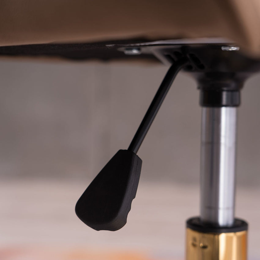 Modern Velvet Fabric Material Adjustable Height 360 revolving Home Office Chair with Gold Metal Legs and Universal Wheels for Indoor - 7DAY'S