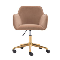 Modern Velvet Fabric Material Adjustable Height 360 revolving Home Office Chair with Gold Metal Legs and Universal Wheels for Indoor - 7DAY'S