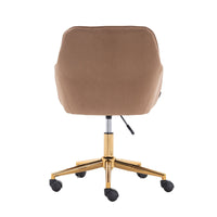 Modern Velvet Fabric Material Adjustable Height 360 revolving Home Office Chair with Gold Metal Legs and Universal Wheels for Indoor - 7DAY'S