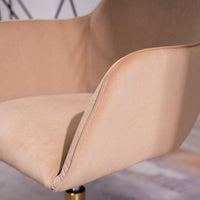 Modern Velvet Fabric Material Adjustable Height 360 revolving Home Office Chair with Gold Metal Legs and Universal Wheels for Indoor - 7DAY'S