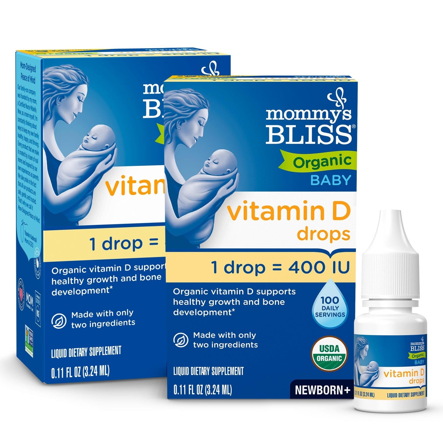Mommy’s Bliss Organic Vitamin D Drops - Infants and Newborns - Supports Growth and Bone Development - Easy Use - 400 IU Per Drop - 100 Daily Servings - 7DAY'S