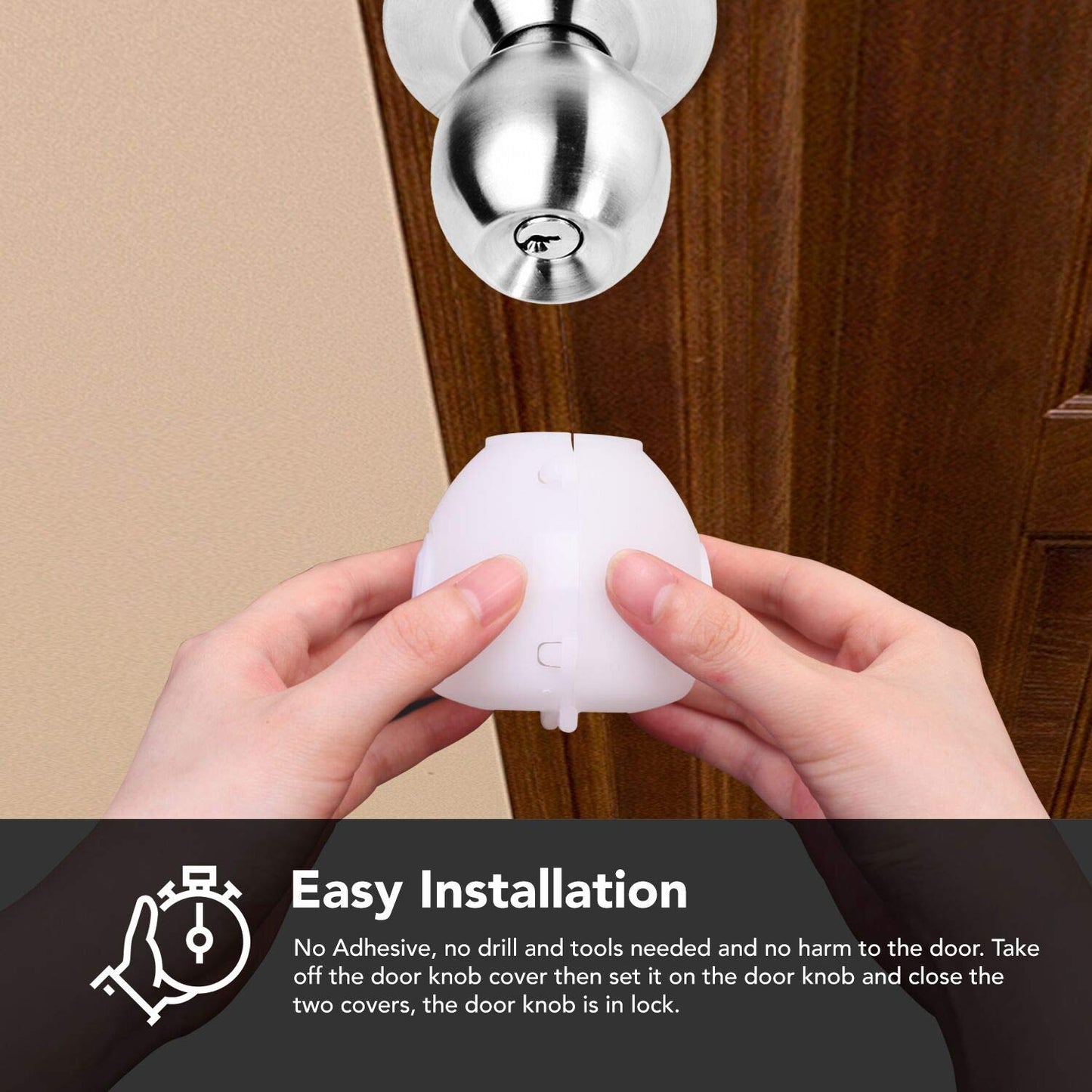 Mom's Choice Gold Awards Winner - EUDEMON 4 Pack Baby Safety Door Knob Covers Door Knob Locks(not suit for all door knobs) - 7DAY'S