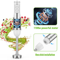 MOOKA FAMILY 5 - in - 1 Immersion Blender Set, 1100W 12 - Speed Hand Stick Blender with 600ml Beaker, 500ml Food Processor, Egg Whisk, Milk Frother, White - 7DAY'S