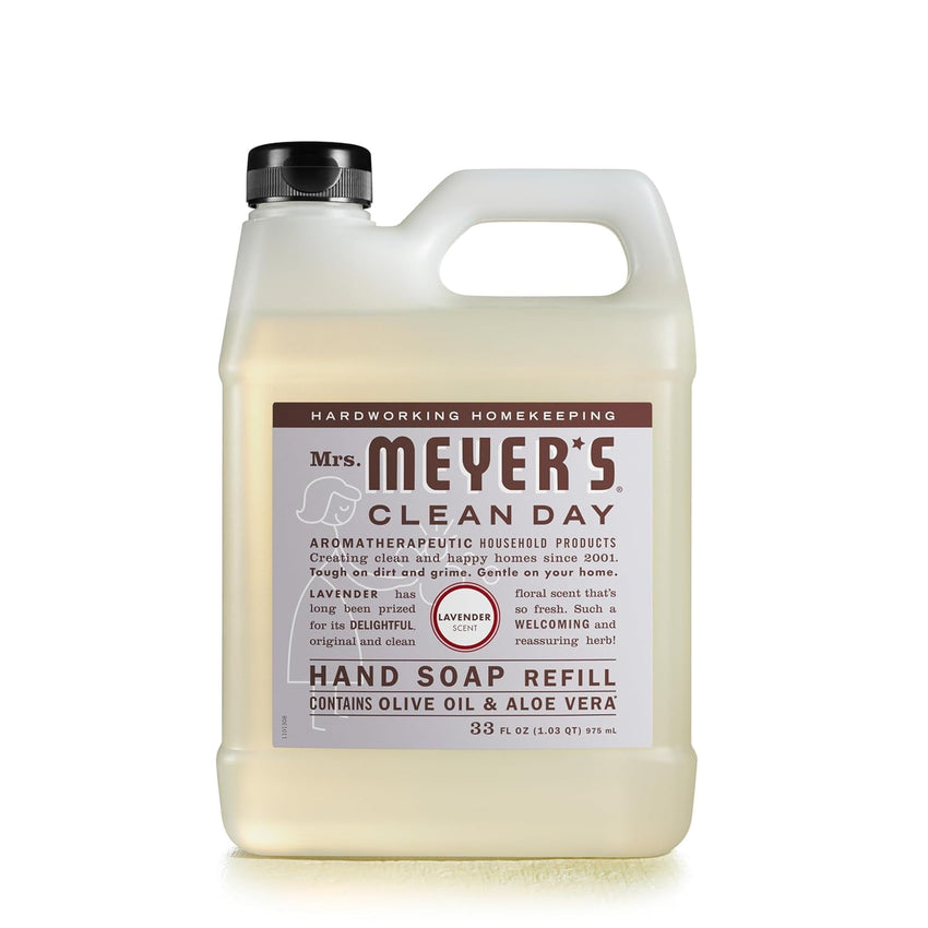 MRS. MEYER'S CLEAN DAY Liquid Hand Soap Refill, Cruelty Free and Biodegradable Formula, Lavender Scent, 33 Fl Oz (Pack of 1) - 7DAY'S