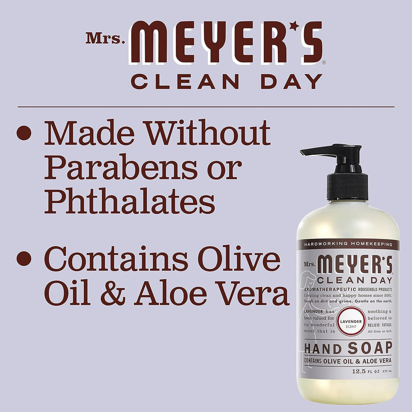 MRS. MEYER'S CLEAN DAY Liquid Hand Soap Refill, Cruelty Free and Biodegradable Formula, Lavender Scent, 33 Fl Oz (Pack of 1) - 7DAY'S