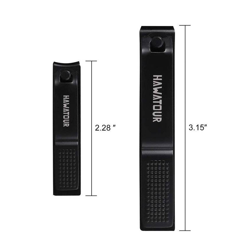 Nail Clippers Set, Ultra Sharp Sturdy Fingernail and Toenail Clipper Cutters with Visibly Tin Case, Black - 7DAY'S