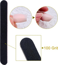 Nail File 10 PCS Professional Double Sided 100/180 Grit Nail Files Emery Board Black Manicure Pedicure Tool and Nail Buffering Files - 7DAY'S