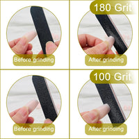 Nail File 10 PCS Professional Double Sided 100/180 Grit Nail Files Emery Board Black Manicure Pedicure Tool and Nail Buffering Files - 7DAY'S