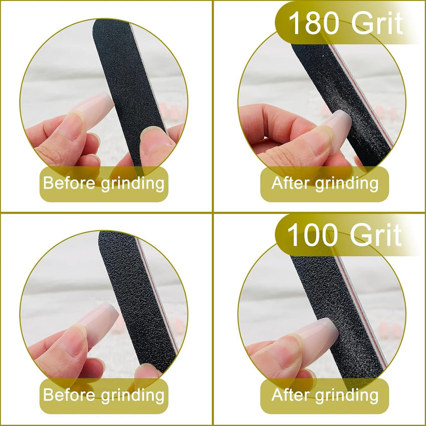 Nail File 10 PCS Professional Double Sided 100/180 Grit Nail Files Emery Board Black Manicure Pedicure Tool and Nail Buffering Files - 7DAY'S