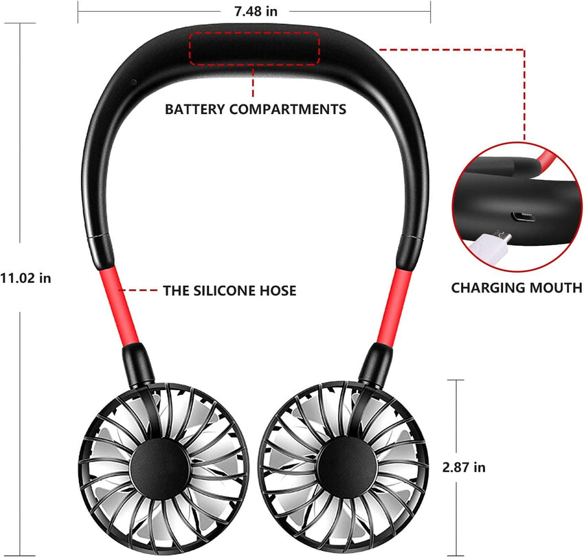 Neck Fan Portable Rechargeable: Personal Cooling Wearable Fan Around your Neck that Blow Cold Air for Men Women - Usb Should Fan Battery Operated for Travel and Outdoor Sports - 7DAY'S