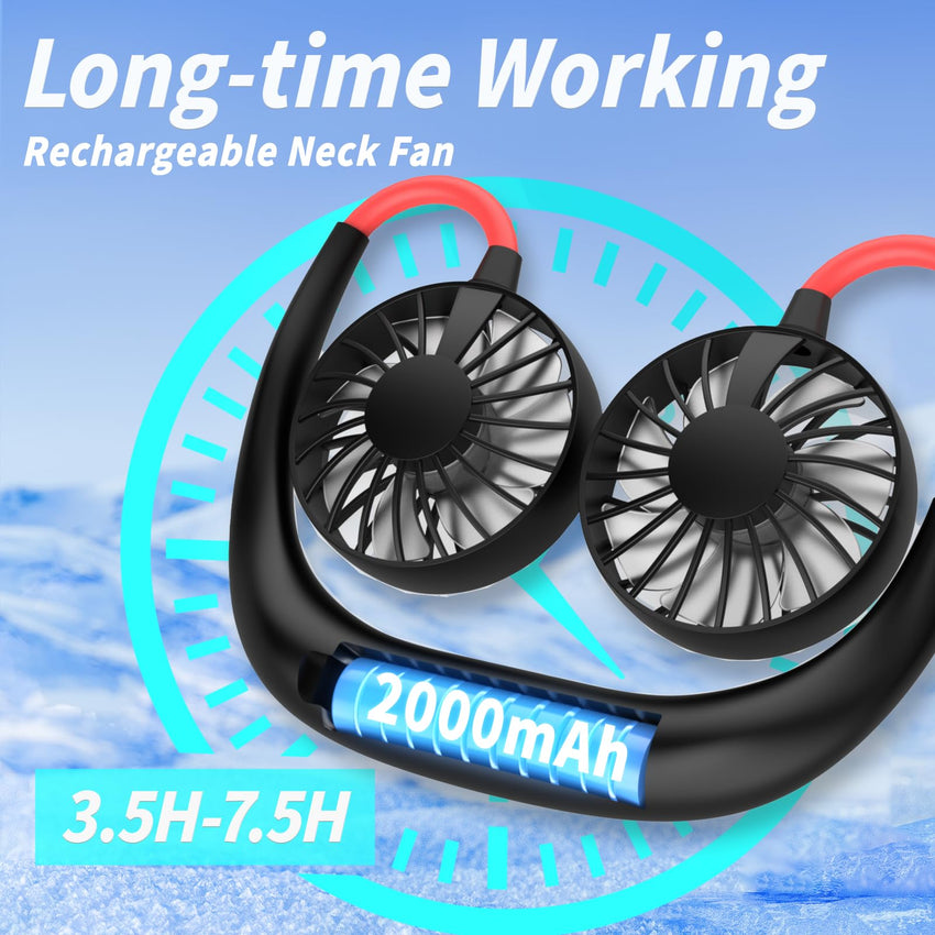 Neck Fan Portable Rechargeable: Personal Cooling Wearable Fan Around your Neck that Blow Cold Air for Men Women - Usb Should Fan Battery Operated for Travel and Outdoor Sports - 7DAY'S