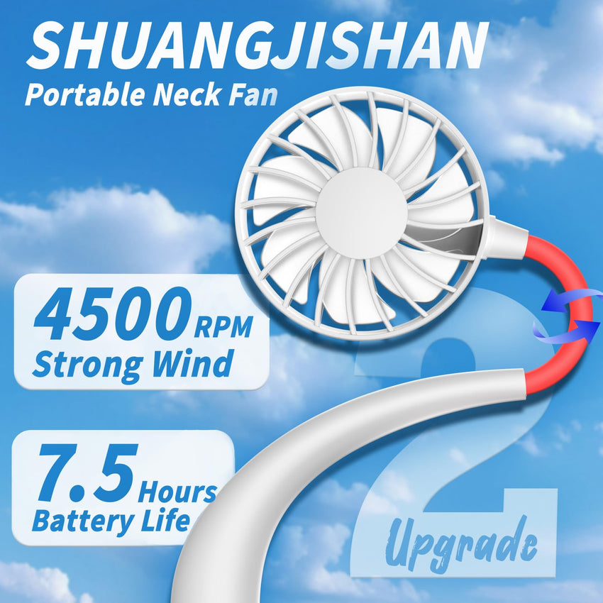 Neck Fan Portable Rechargeable: Personal Cooling Wearable Fan Around your Neck that Blow Cold Air for Men Women - Usb Should Fan Battery Operated for Travel and Outdoor Sports - 7DAY'S