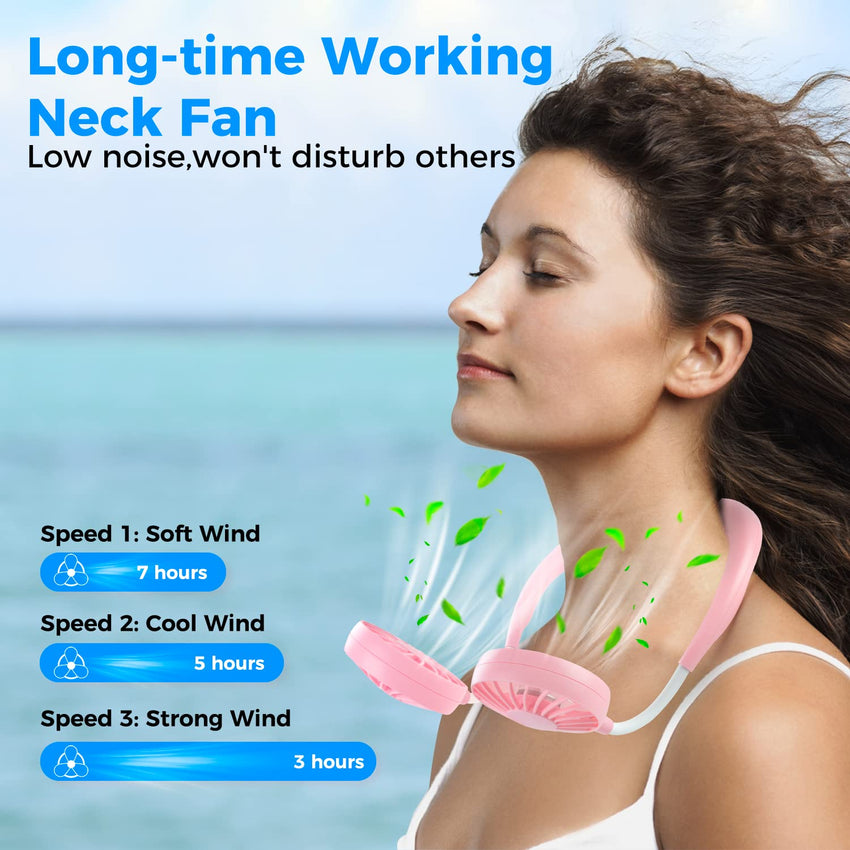 Neck Fan Portable Rechargeable: Personal Cooling Wearable Fan Around your Neck that Blow Cold Air for Men Women - Usb Should Fan Battery Operated for Travel and Outdoor Sports - 7DAY'S