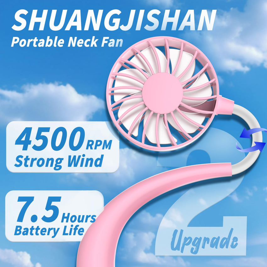 Neck Fan Portable Rechargeable: Personal Cooling Wearable Fan Around your Neck that Blow Cold Air for Men Women - Usb Should Fan Battery Operated for Travel and Outdoor Sports - 7DAY'S