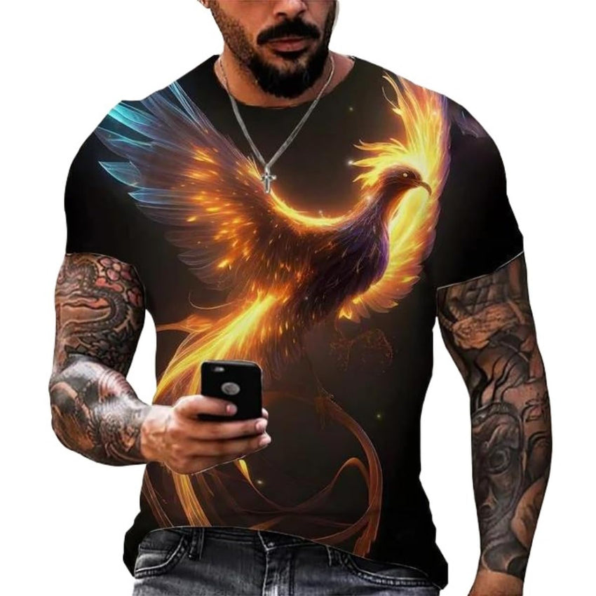 New Phoenix 3D Printing Men's Casual Short - Sleeved T-Shirt - 7DAY'S