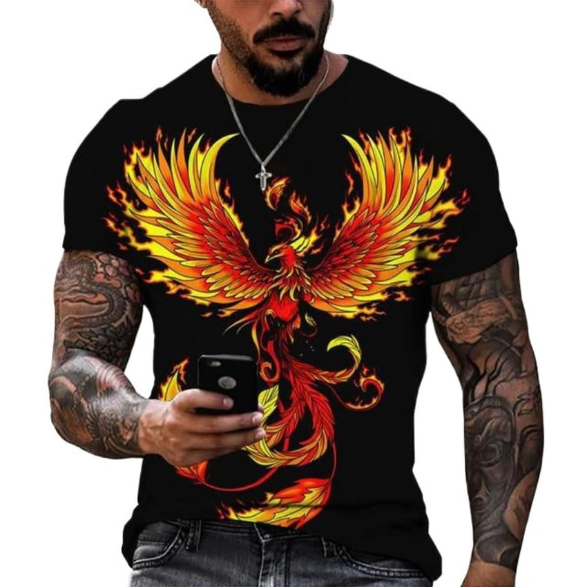 New Phoenix 3D Printing Men's Casual Short - Sleeved T-Shirt - 7DAY'S