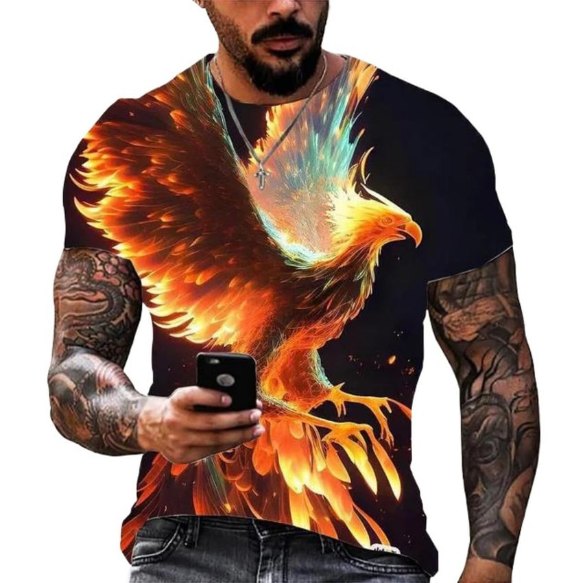 New Phoenix 3D Printing Men's Casual Short - Sleeved T-Shirt - 7DAY'S