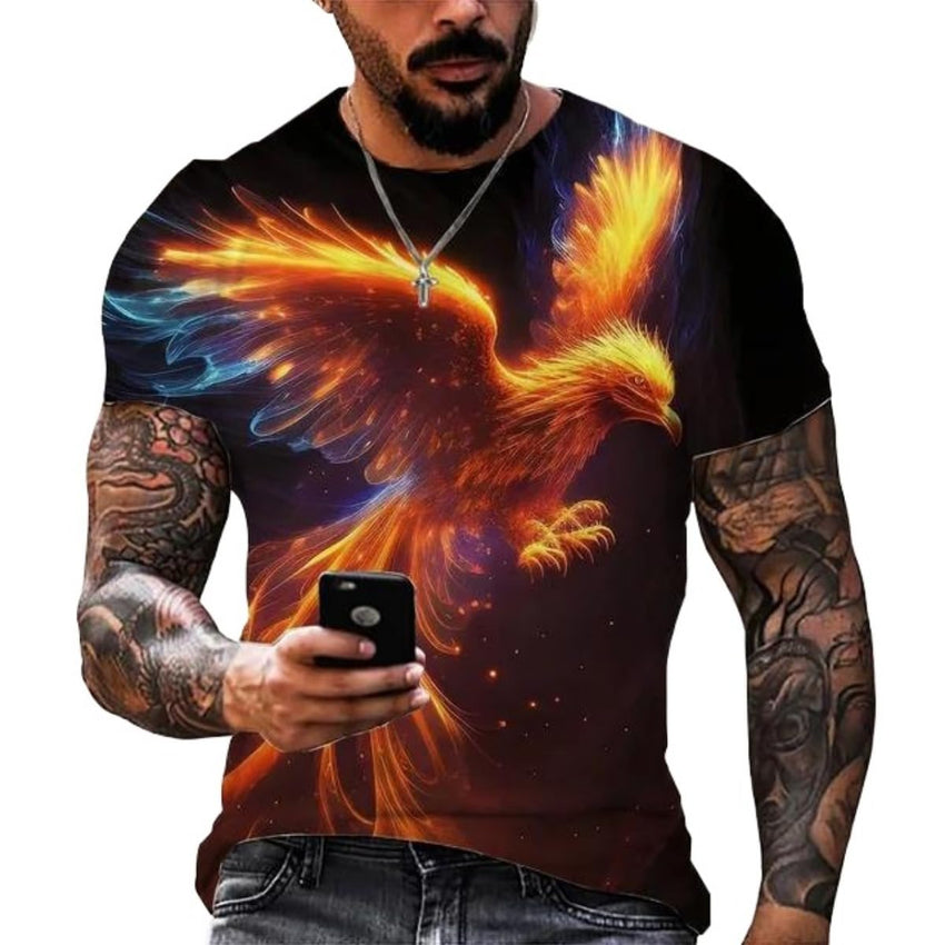 New Phoenix 3D Printing Men's Casual Short - Sleeved T-Shirt - 7DAY'S