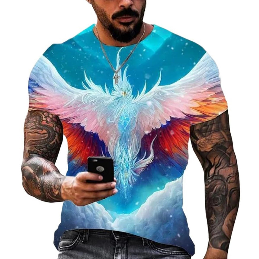 New Phoenix 3D Printing Men's Casual Short - Sleeved T-Shirt - 7DAY'S