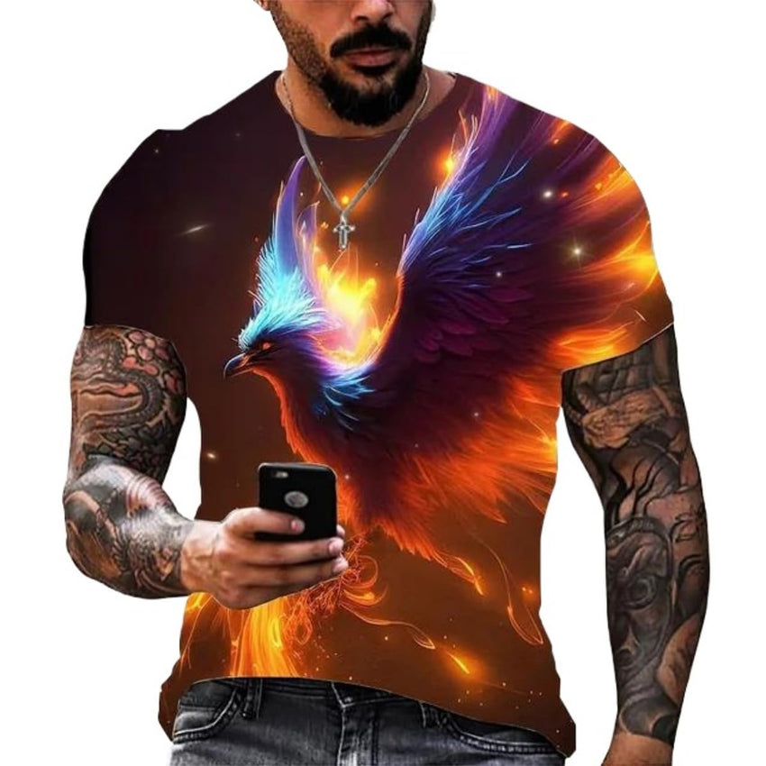 New Phoenix 3D Printing Men's Casual Short - Sleeved T-Shirt - 7DAY'S