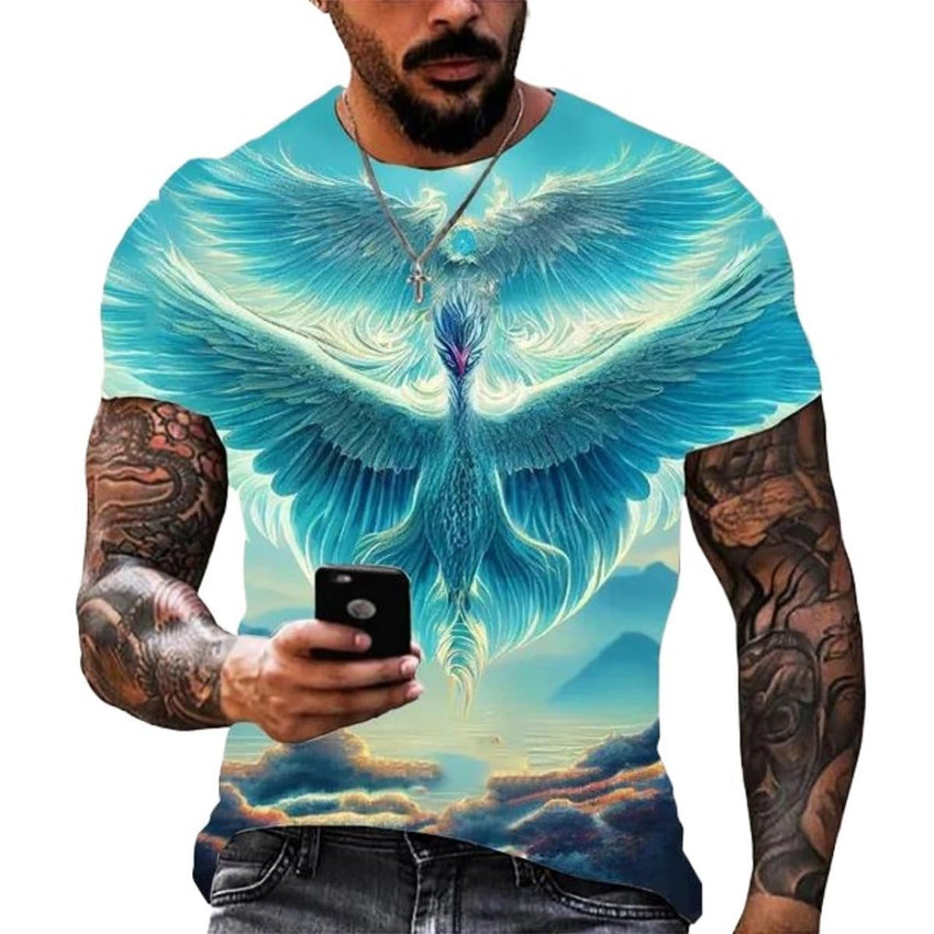 New Phoenix 3D Printing Men's Casual Short - Sleeved T-Shirt - 7DAY'S