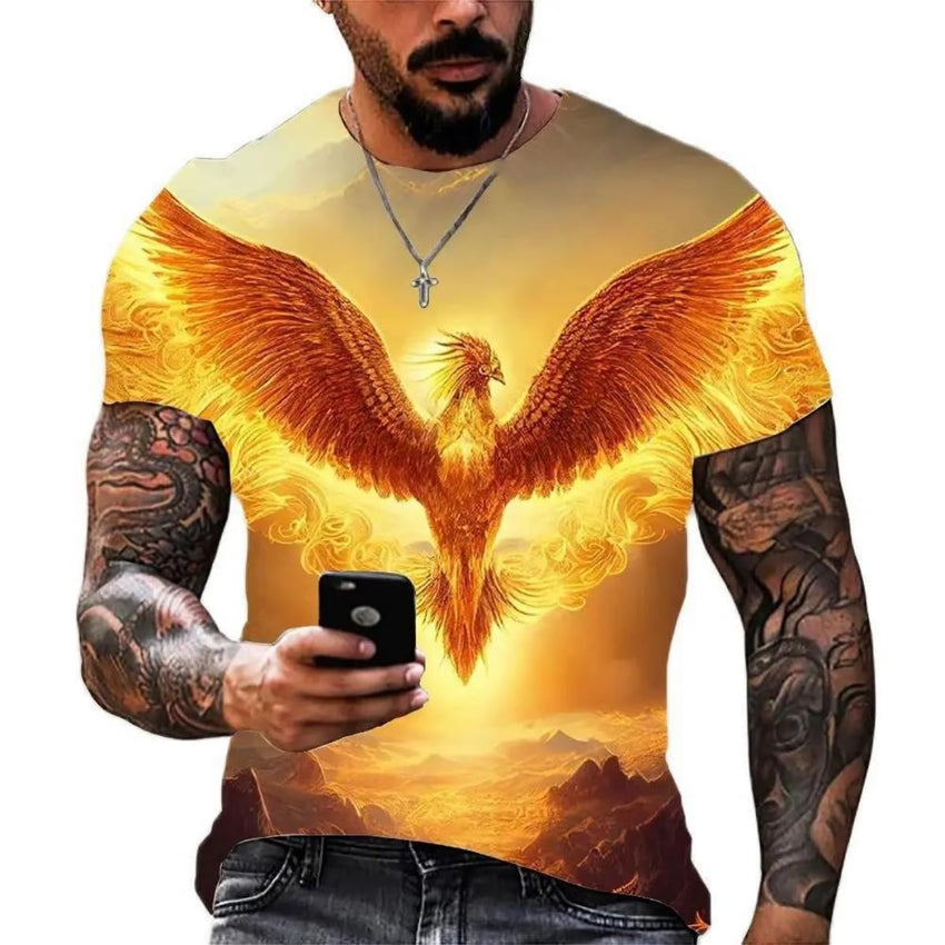 New Phoenix 3D Printing Men's Casual Short - Sleeved T-Shirt - 7DAY'S