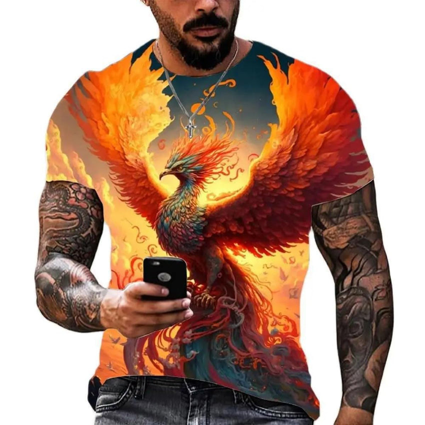 New Phoenix 3D Printing Men's Casual Short - Sleeved T-Shirt - 7DAY'S