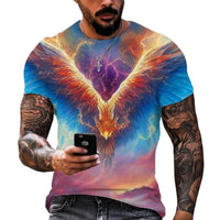 New Phoenix 3D Printing Men's Casual Short - Sleeved T-Shirt - 7DAY'S