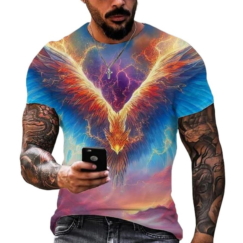 New Phoenix 3D Printing Men's Casual Short - Sleeved T-Shirt - 7DAY'S
