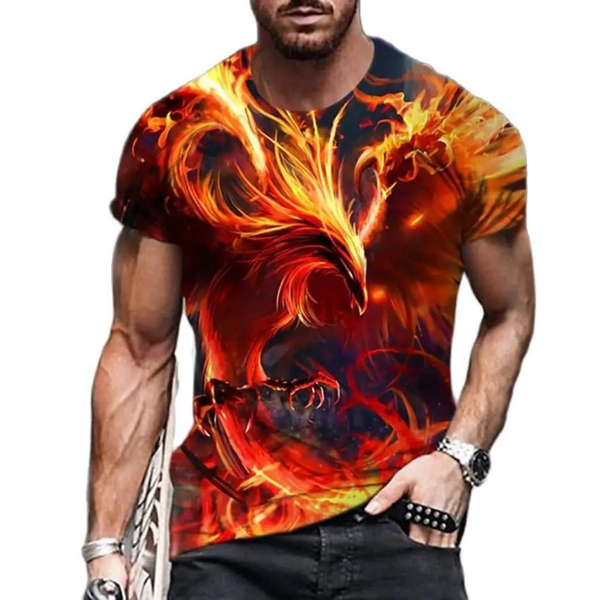 New Phoenix 3D Printing Men's Casual Short - Sleeved T-Shirt - 7DAY'S
