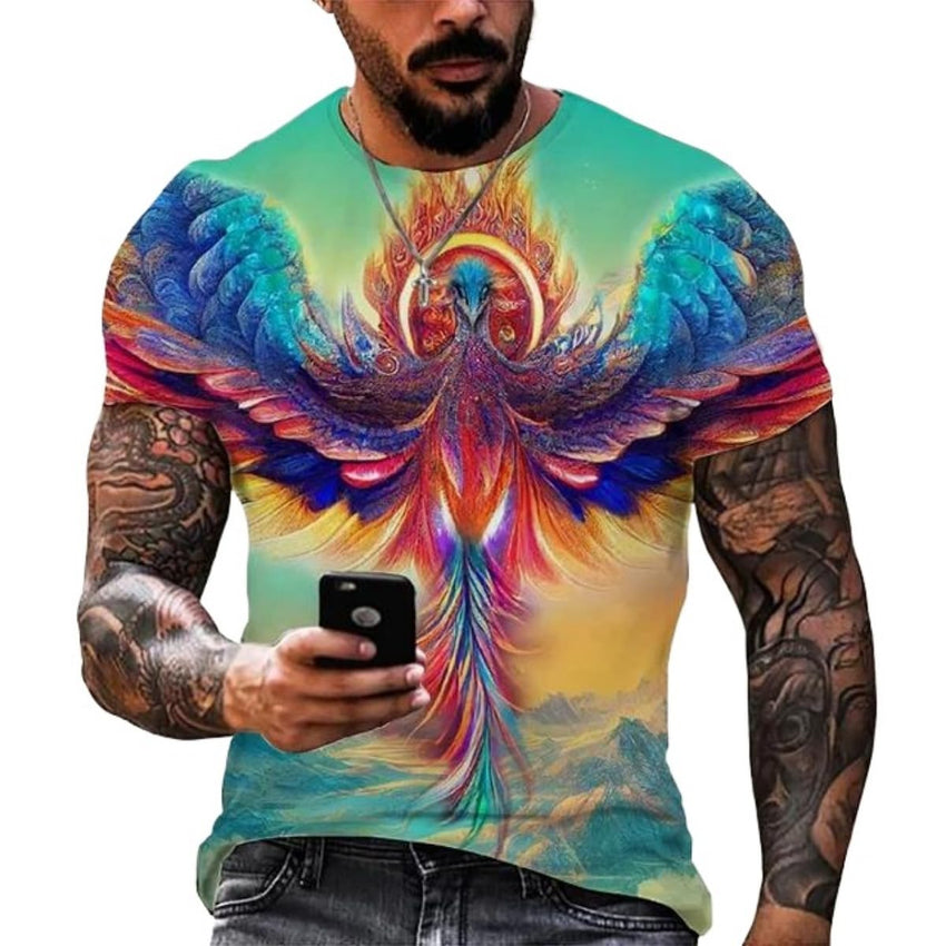 New Phoenix 3D Printing Men's Casual Short - Sleeved T-Shirt - 7DAY'S