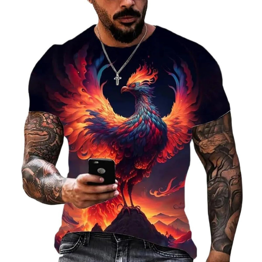 New Phoenix 3D Printing Men's Casual Short - Sleeved T-Shirt - 7DAY'S
