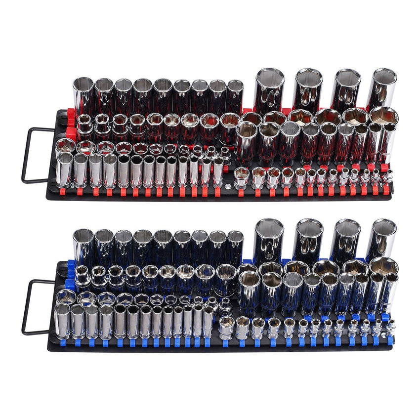 Newly Upgraded! Portable Socket Organizer Set 2PCS 160 Clips Steel Socket Tray Metric/SAE - 7DAY'S