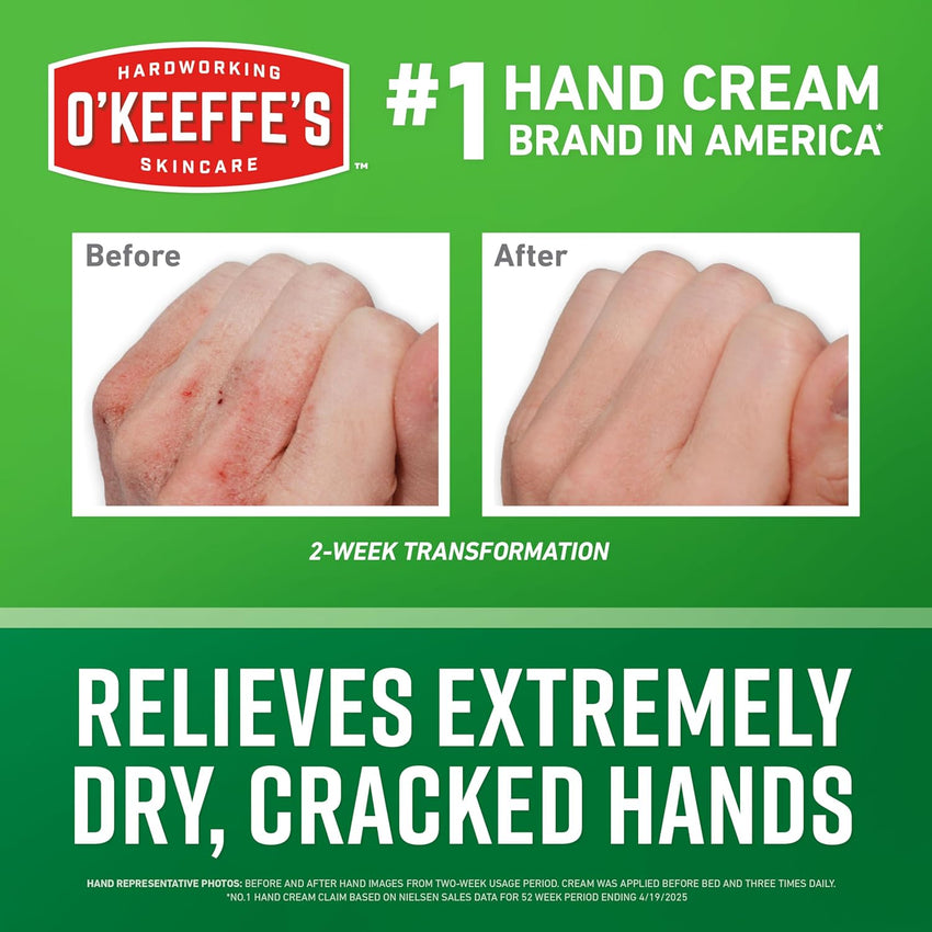 O'Keeffe's Working Hands Hand Cream for Extreme Dryness - 3 oz Tube (2 Pack) - Repairing Skincare for Cracked, Dry Hands - 7DAY'S