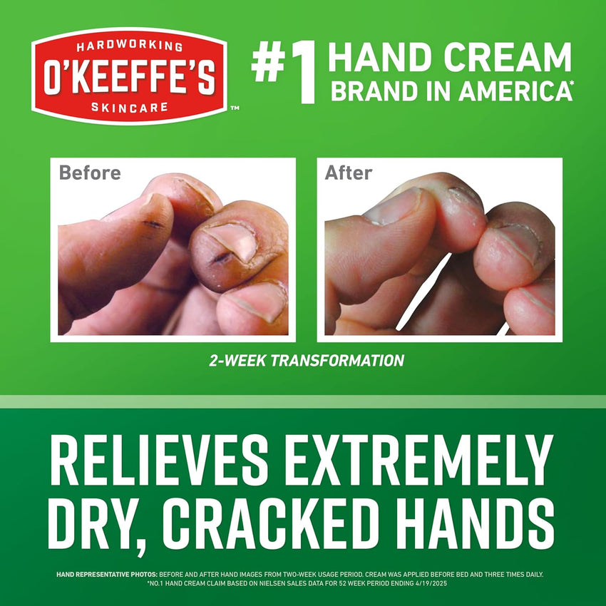 O'Keeffe's Working Hands Hand Cream for Extreme Dryness - 3.4 oz Jar (1 Pack) - Repairing Skincare for Cracked, Dry Hands - 7DAY'S