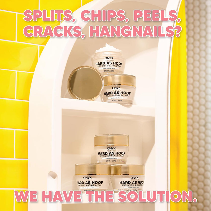 Onyx Professional Hard as Hoof Nail Strengthening Cream with Coconut Scent, Nail Growth & Conditioning Cuticle Cream Stops Splits, Chips, Cracks & Strengthens Nails, 1 oz - 7DAY'S