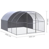 Outdoor Chicken Coop 9.8'x13.1'x6.6' Galvanized Steel - 7DAY'S