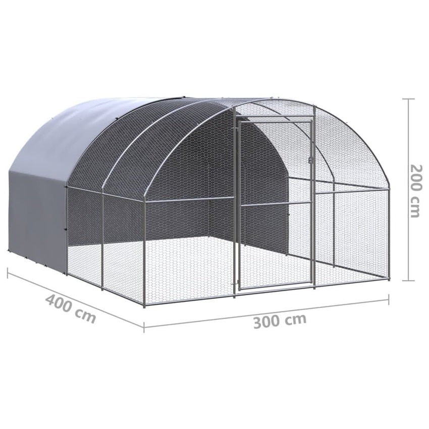Outdoor Chicken Coop 9.8'x13.1'x6.6' Galvanized Steel - 7DAY'S
