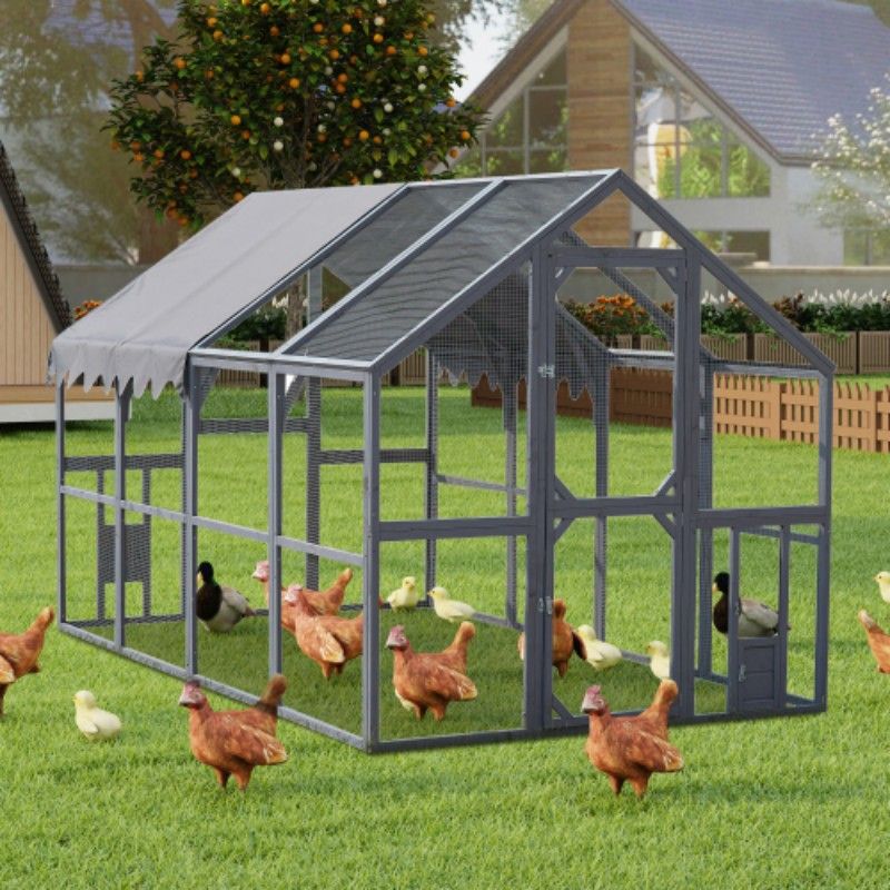 Outdoor Chicken Coop Enclosures 110" Large Kitten Playpen ,Upgrade Waterproof Cover - GREY - 7DAY'S