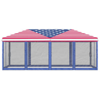 Outsunny 10' x 20' Pop - Up Canopy Tent Gazebo with American Flag Print and 6 Mesh Sidewalls, for Outdoor Events - 7DAY'S