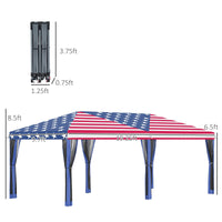 Outsunny 10' x 20' Pop - Up Canopy Tent Gazebo with American Flag Print and 6 Mesh Sidewalls, for Outdoor Events - 7DAY'S