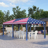 Outsunny 10' x 20' Pop - Up Canopy Tent Gazebo with American Flag Print and 6 Mesh Sidewalls, for Outdoor Events - 7DAY'S