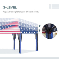 Outsunny 10' x 20' Pop - Up Canopy Tent Gazebo with American Flag Print and 6 Mesh Sidewalls, for Outdoor Events - 7DAY'S