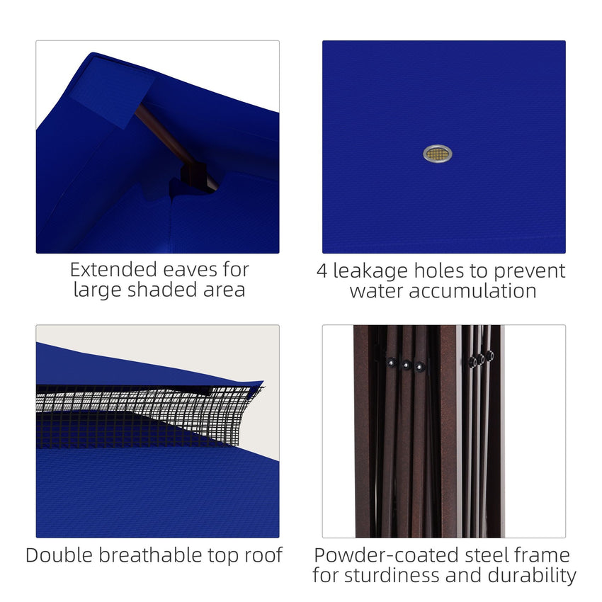 Outsunny 11 x 11 Pop - Up Canopy Gazebo Outdoor Patio Event Tent with Zipper Netting,Carry Bag, UV Protection for Backyard & Garden, Blue - 7DAY'S