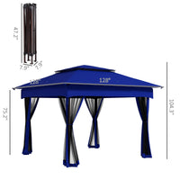 Outsunny 11 x 11 Pop - Up Canopy Gazebo Outdoor Patio Event Tent with Zipper Netting,Carry Bag, UV Protection for Backyard & Garden, Blue - 7DAY'S