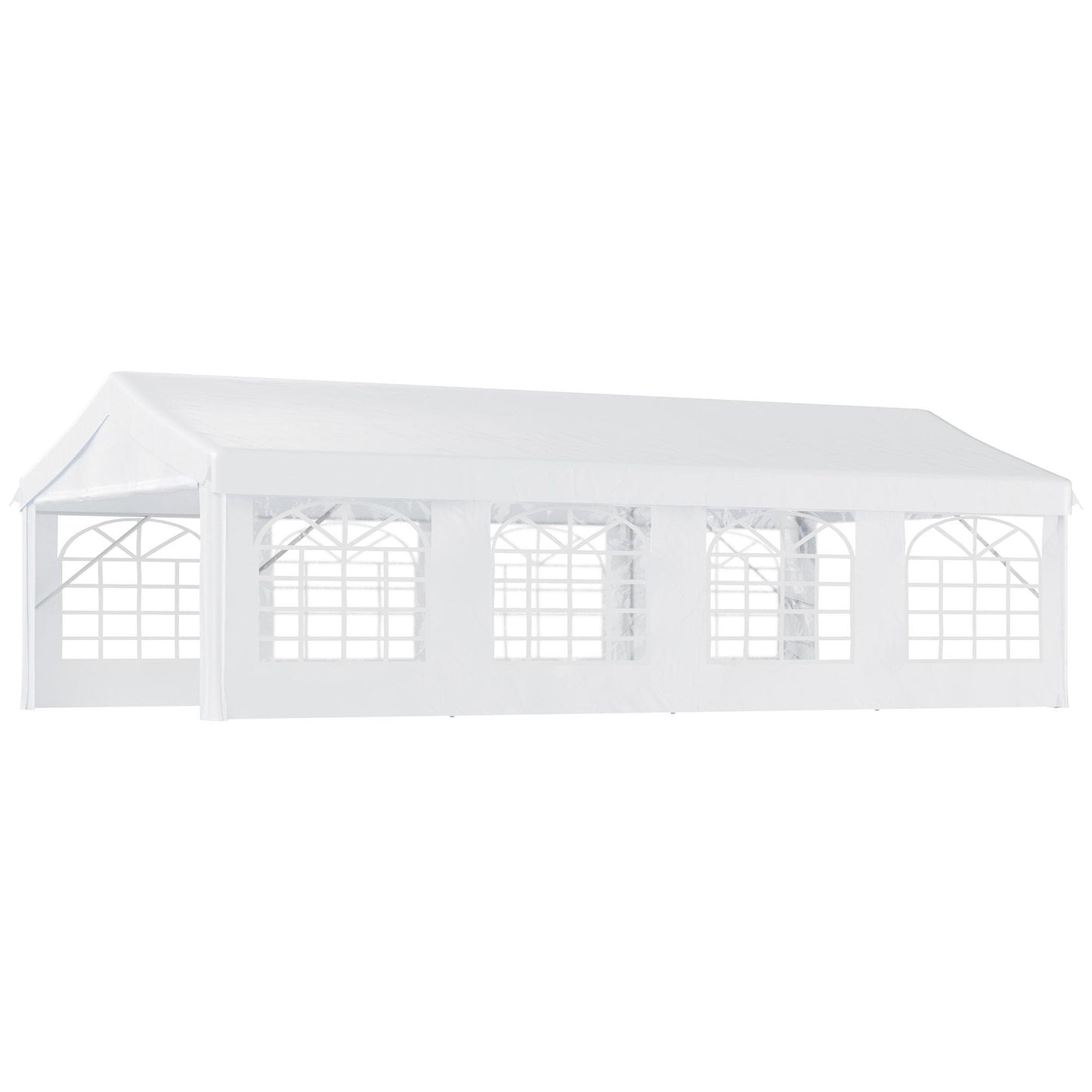 Outsunny 13' x 26' Heavy - Duty Outdoor Carport Party Event Tent, Patio Gazebo Canopy Pavilion with 4 Sidewalls & 8 Windows, White - 7DAY'S
