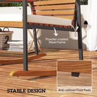 Outsunny Acacia Wood Outdoor Lawn Rocking Chair Set of 2, Outdoor Patio Rocking Chairs with Armrests, Cushion, Cream White - 7DAY'S