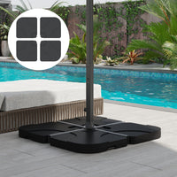 Outsunny Cantilever Patio Umbrella Base, 4 - Piece Offset Stand, 158 lb Sand or 60L Water Capacity, Black - 7DAY'S